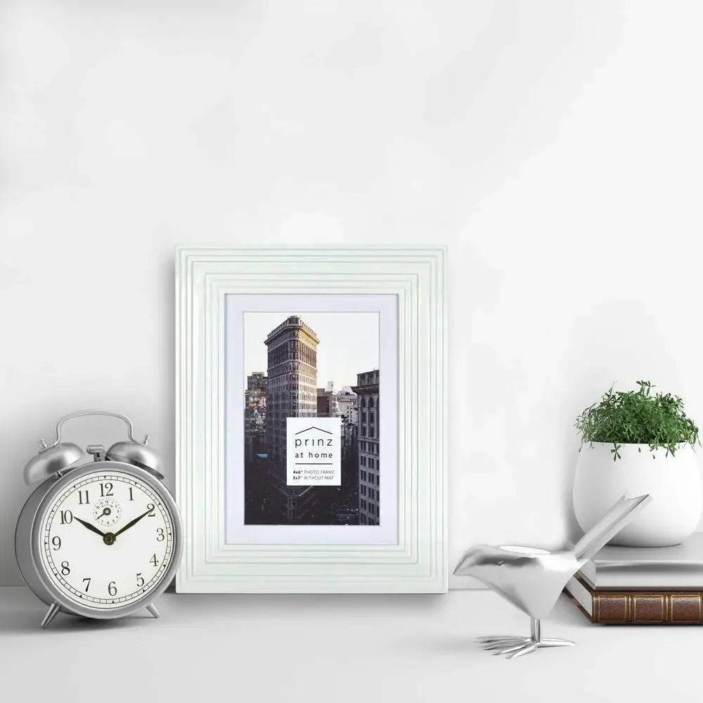 PRINZ Midtown High Gloss 4 x 6 Molded Modern Picture Frame Modern , White 4x6
